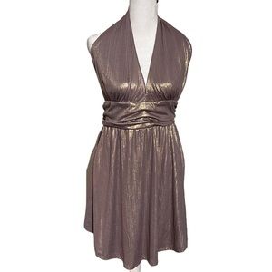 wild fable Metallic Taupe Halter Dress